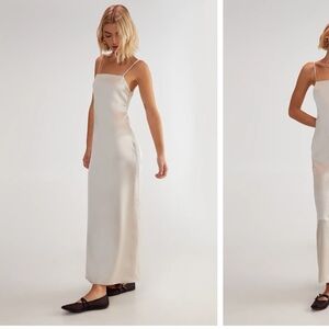 Sleek White Satin Maxi Dress
